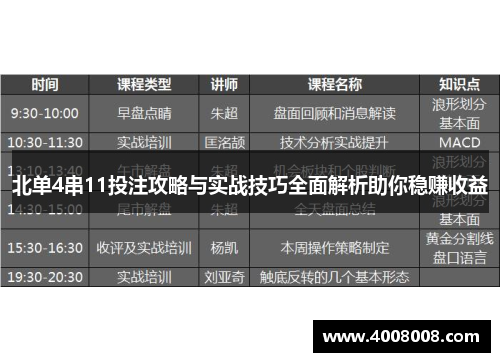 北单4串11投注攻略与实战技巧全面解析助你稳赚收益